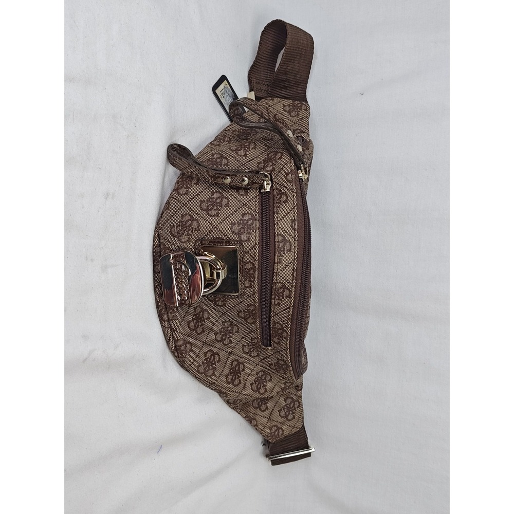 GUESS Renee Mini SI248712 Brown Logo Monogram Fanny Pack Belt Bag NWT - Picture 11 of 14